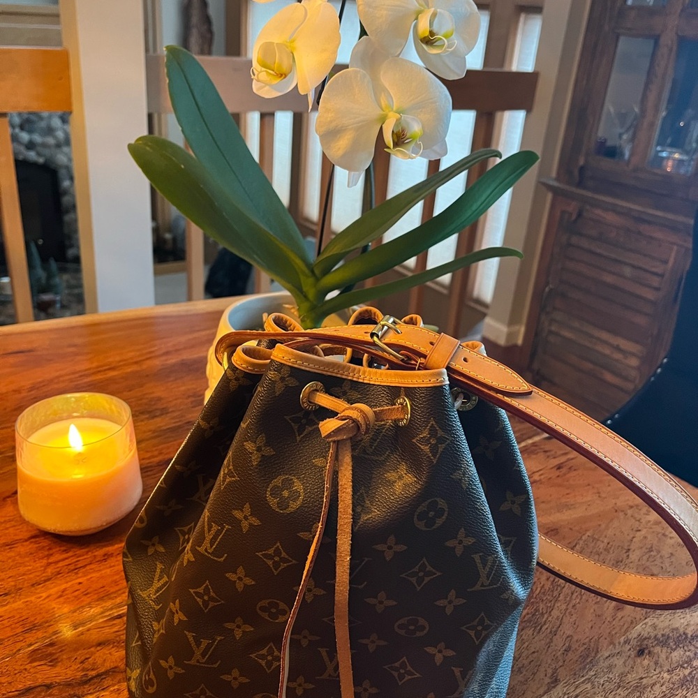 Louis Vuitton Brown Monogram Petit Noe Shoulder Bag - AUTHENTIC